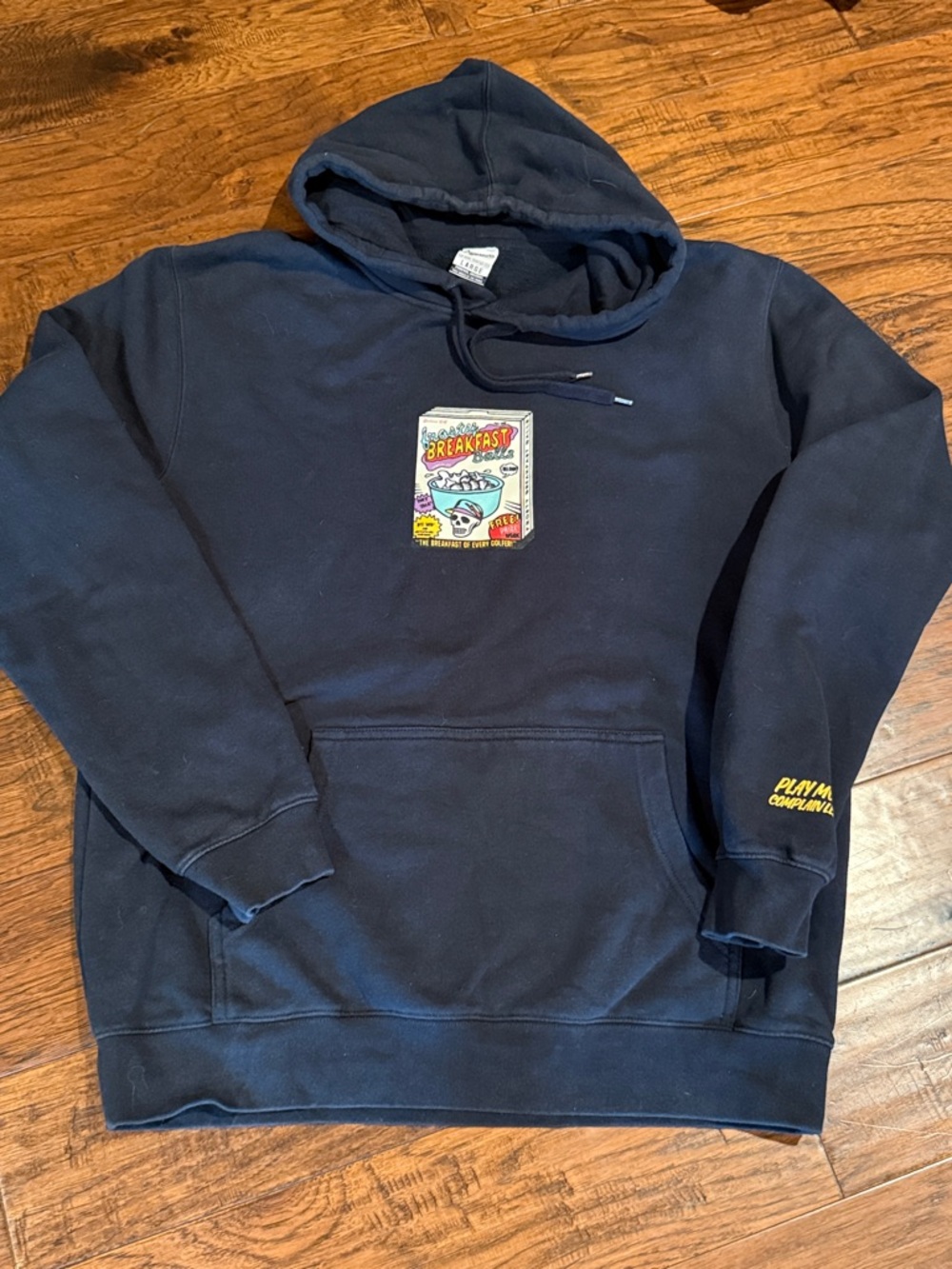 Black graphic Hooded Sweatshirt -frosted Breakfast Balls - by Devereux